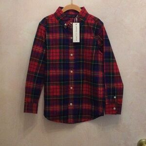 Red Plaid Button-Up Shirt
